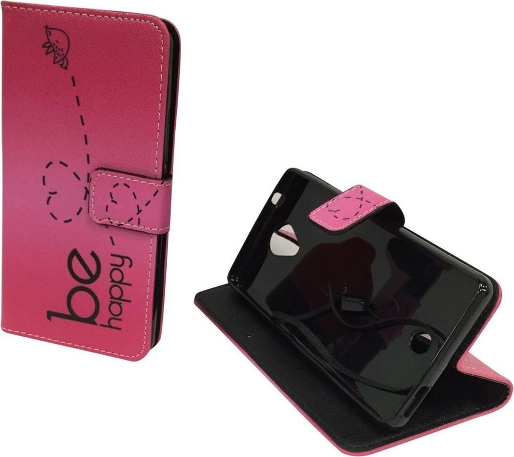 Handyhülle Tasche für Handy Wiko U Feel Be Happy Pink