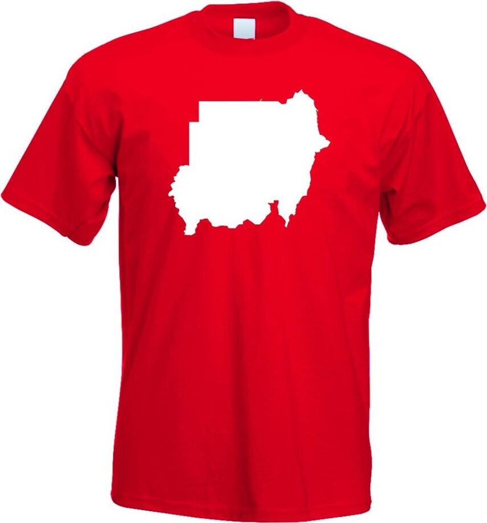 Kiwistar - T-Shirt - rot - Sudan Umriss Kontur Herren Funshirt Bedruckt Design Sprüche Spruch Motive - mit Motiv Bedruckt - Funshirt Design - Spor...