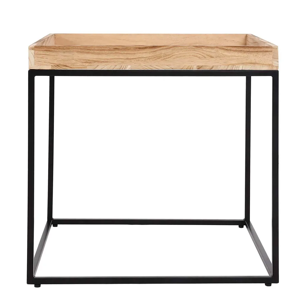 Table basse carrée en bois massif et structure métal style industriel - 3