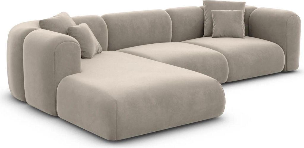 Samtstoff L-Form Sofa Belio Taupe Links