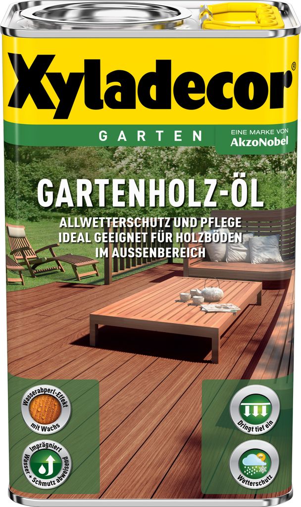 Xyladecor Gartenholz-Öl Farblos, 2,5 l - Schneller Schutz und frische Pflege für Holzböden