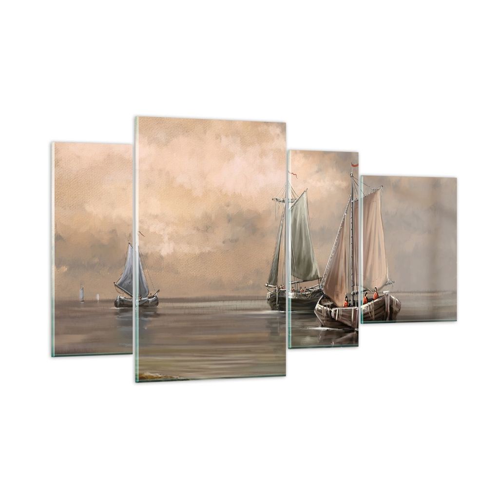 Bilder auf glas - Meer Boot Fischer - 120x70cm - Glasbilder - Wandbilder - Kunstdruck - zum Aufhängen bereit - Wanddekoration aus Glas - Glas Bild...