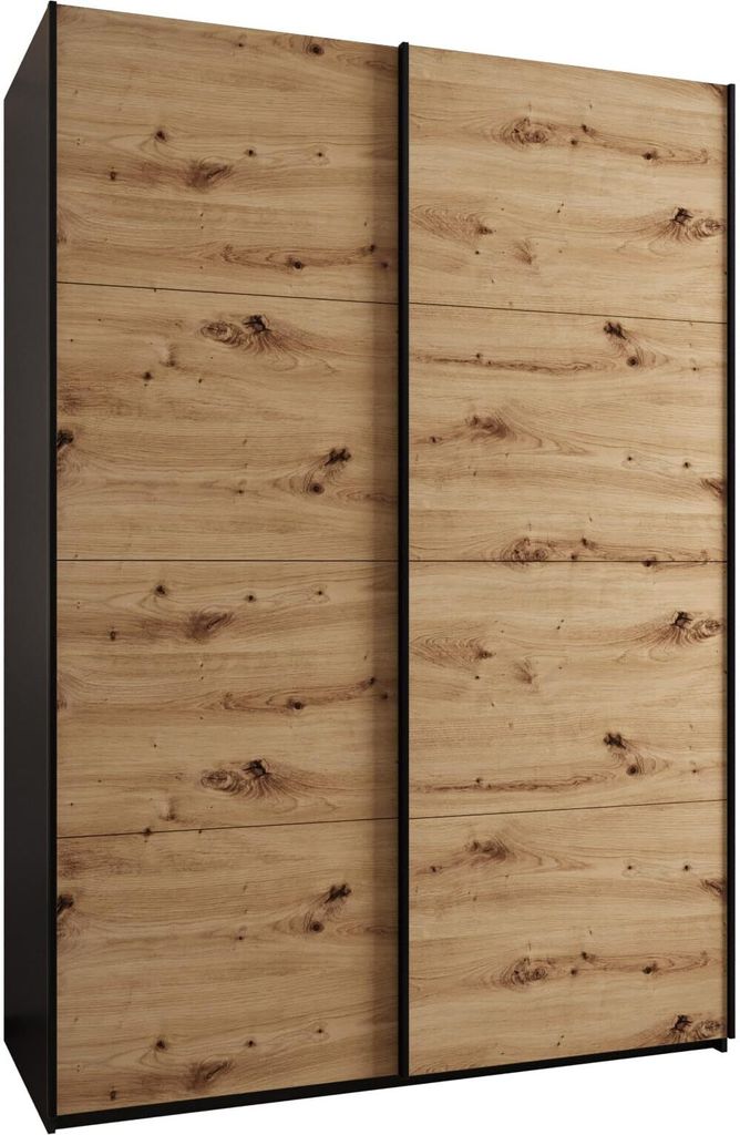 MEBLE KRYSPOL LUX 1 Kleiderschrank - 245,5x170x64cm - Schwarz, Artisan, Schwarz
