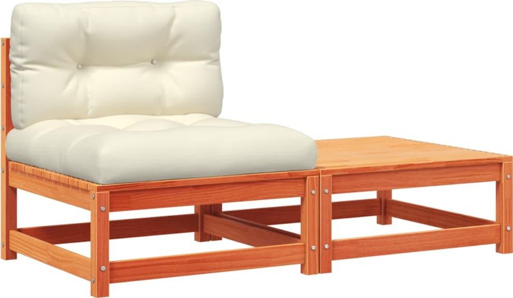 vidaXL Gartensofa ohne Armlehnen mit Kissen und Hocker Produktbild 