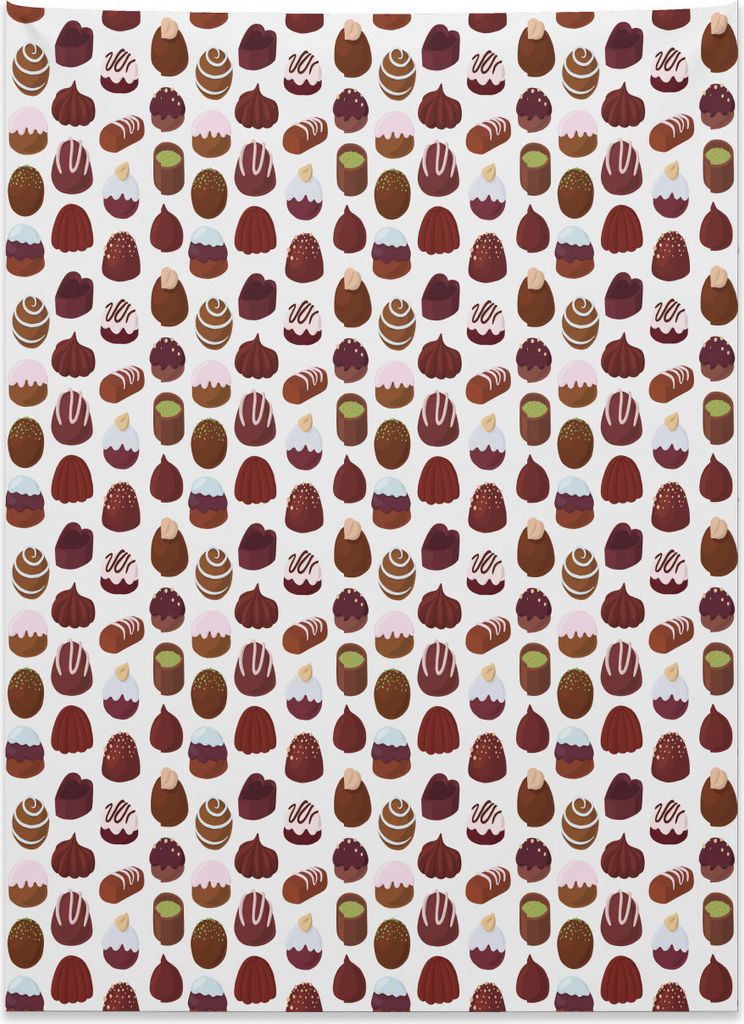Abakuhaus Schokolade Wandteppich, Bäckerei Süßwaren Patterns aus Weiches Mikrofaser Stoff Kein Verblassen Klare Farben Waschbar, 110 x 150 cm, B...