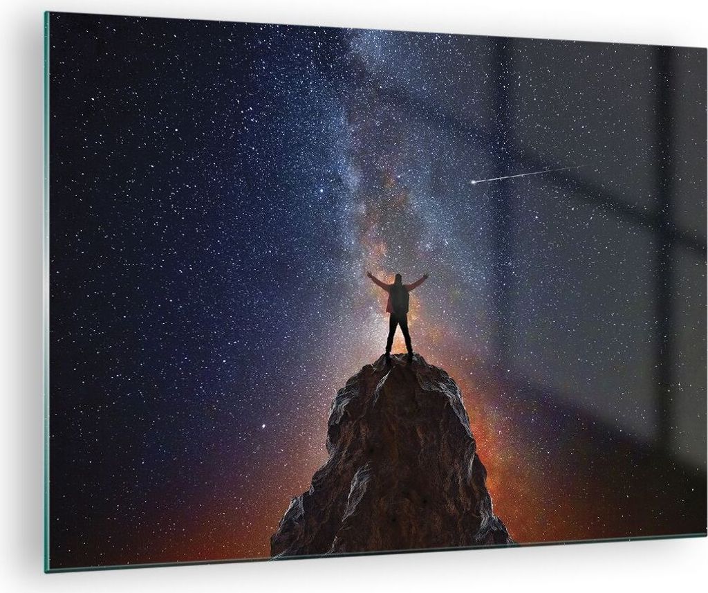 Bilder auf glas - Einteilig - Kosmos Maßstab Mensch - 70x50cm - Glasbilder - Wandbilder - Bilder - zum Aufhängen bereit - Wanddekoration aus Glas...