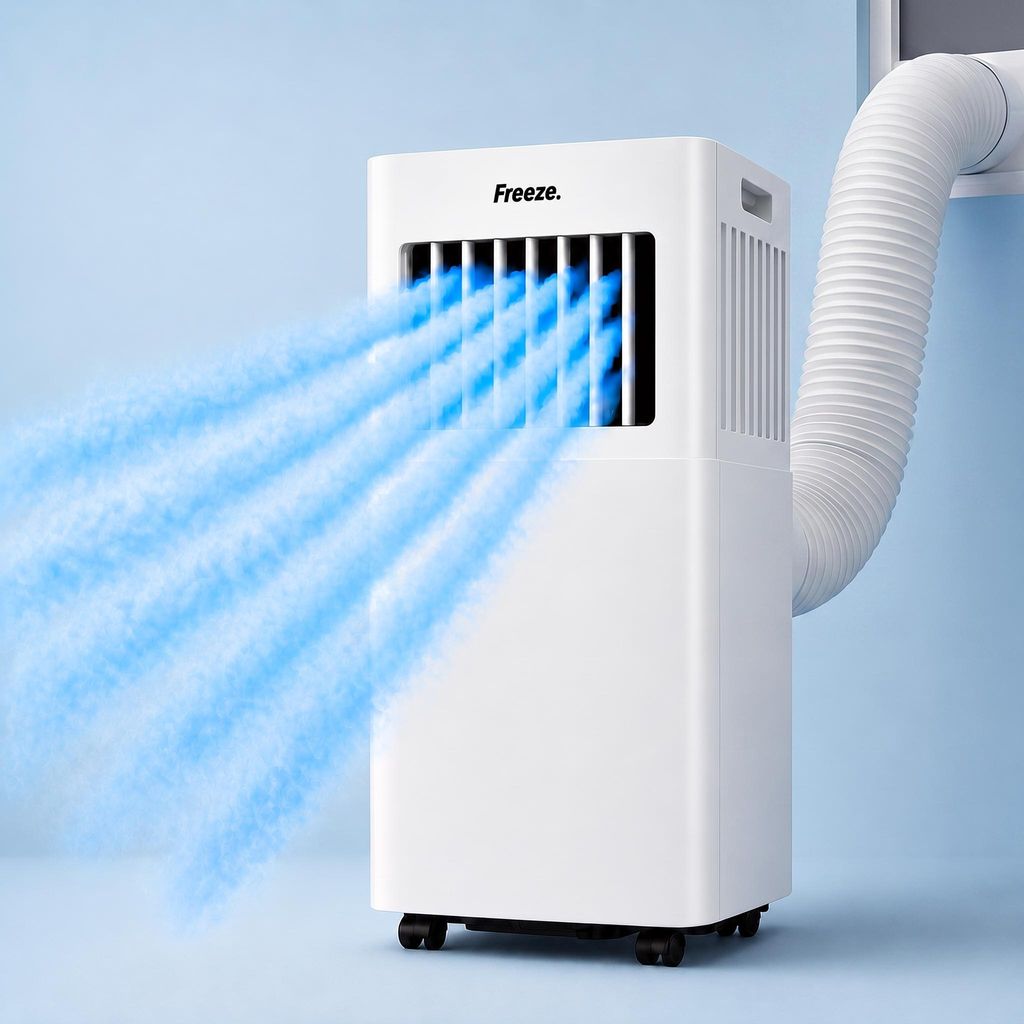 Freeze. nineH 9000BTU Mobile Klimaanlage mit Wärmepumpe, Produktbild  KI-generiertes Bild