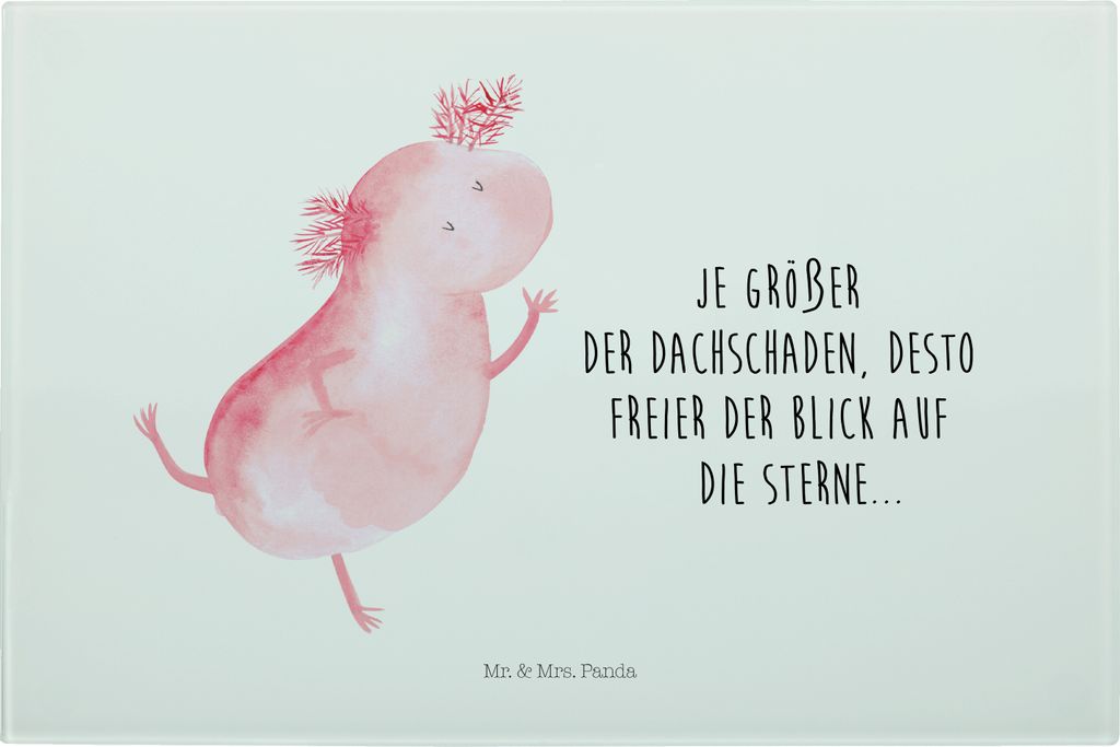 Mr. & Mrs. Panda Schneidebrett Axolotl Tanzen - Weiß - Geschenk, Sterne, Lurch, Hackbrett, Vesperplatte, Brotzeitplatte, gut Gelaunt, Schwanzlurch...