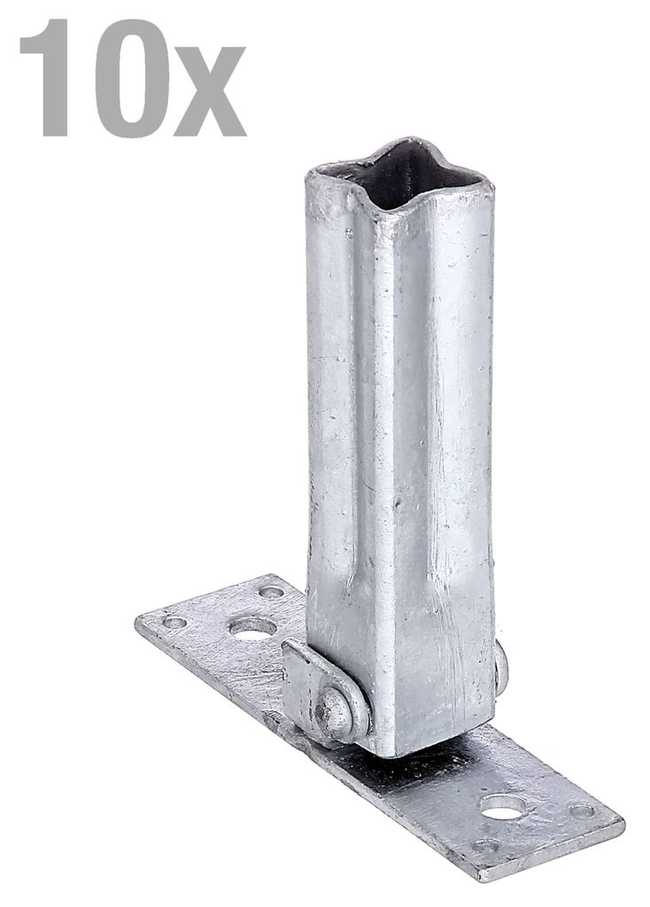 A silver metal handrail support bracket with a base plate, shown against a white background.