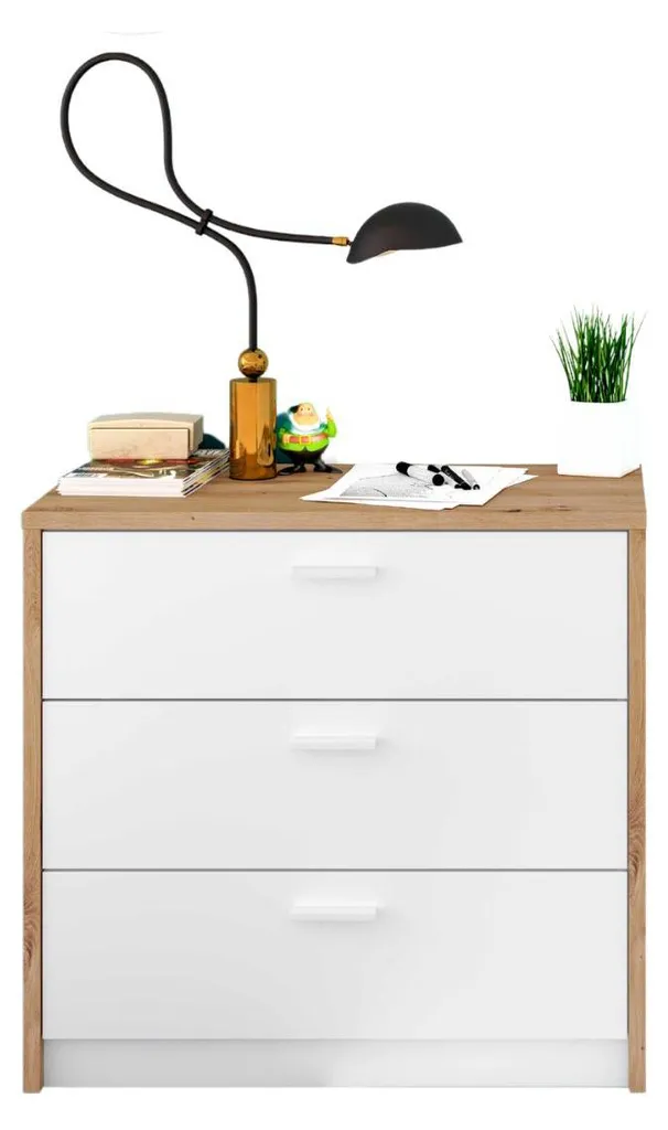 Bureau gain de place KOMMO CALICOSY Commode 3 tiroirs extensible blanc