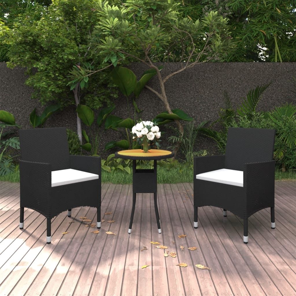 Maison Exclusive - 3-tlg. Garten-Essgruppe Poly Rattan Schwarz