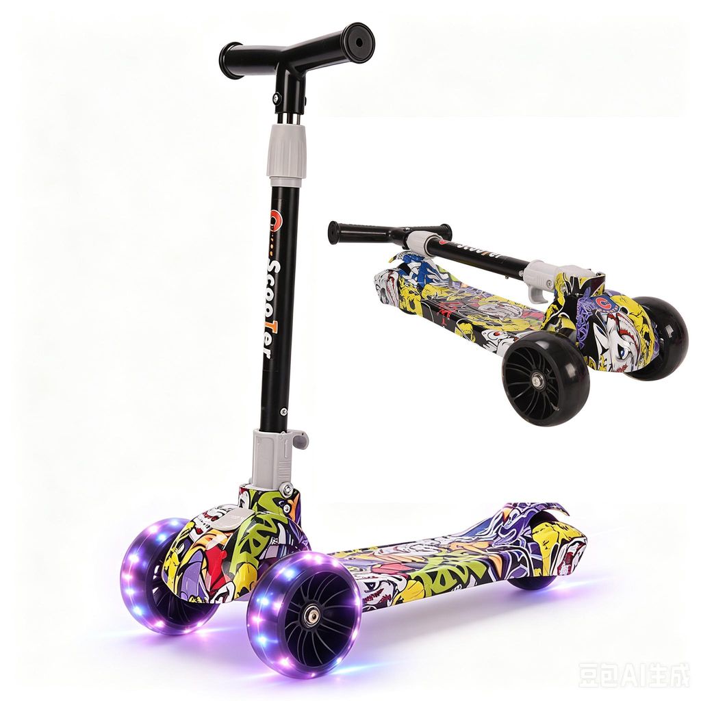 Kinderroller mit LED-Räder Klappbar für Kinder ab 2 Jahre Produktbild 