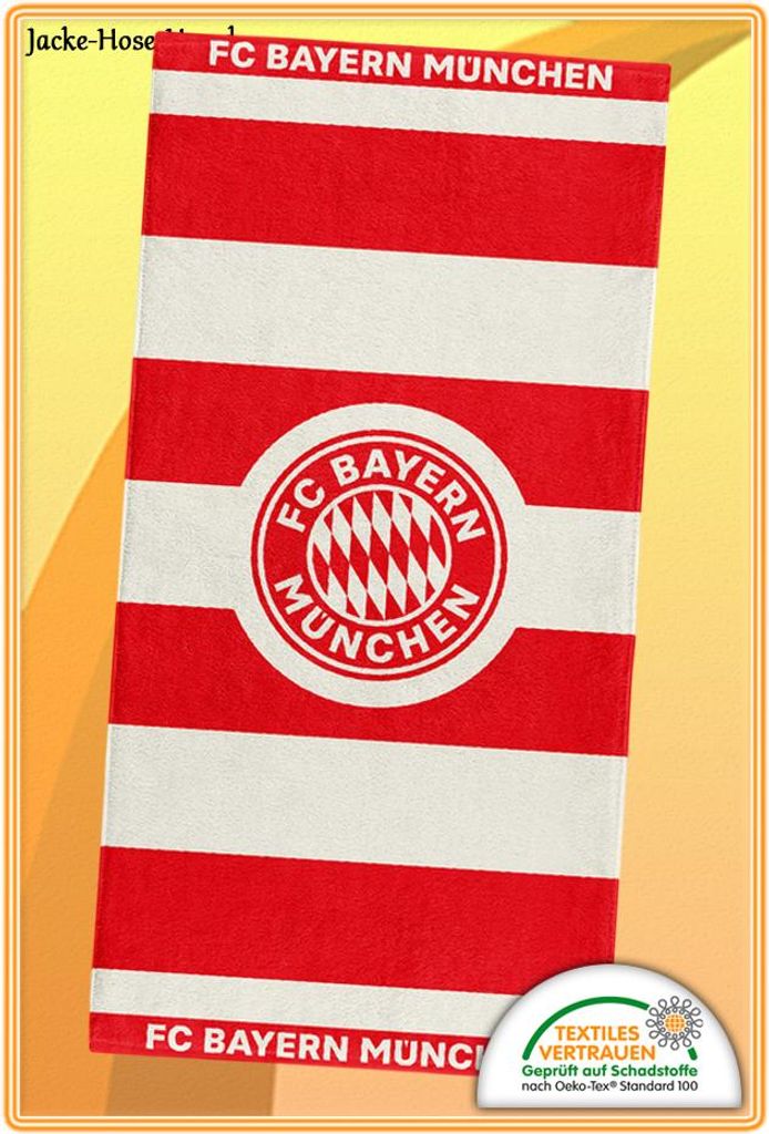 Badetuch FC Bayern München Strandtuch Duschtuch Gestreift Produktbild 