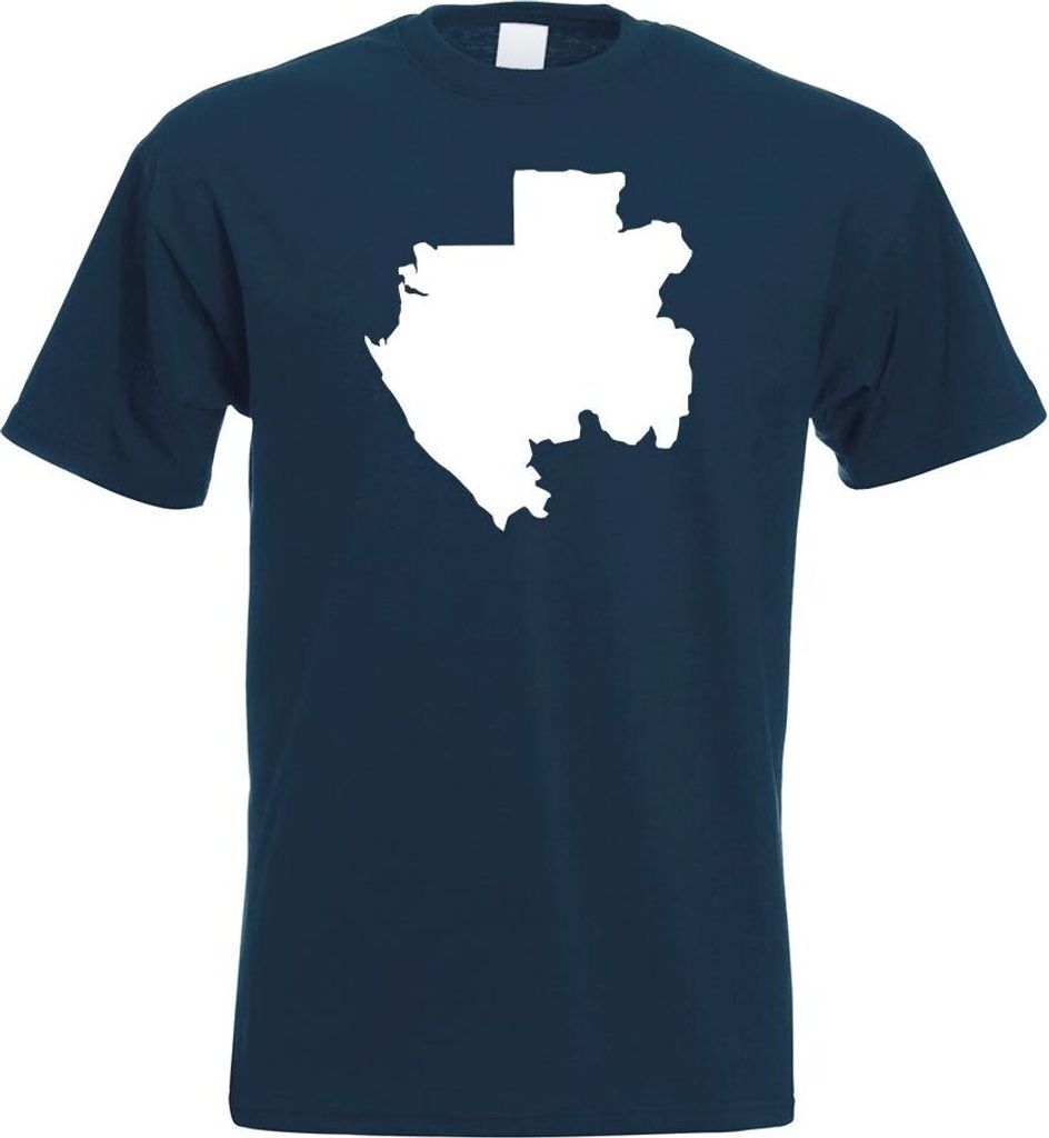 Kiwistar - T-Shirt - Navy - Gabun Umriss Kontur Herren Funshirt Bedruckt Design Sprüche Spruch Motive - mit Motiv Bedruckt - Funshirt Design - Spo...