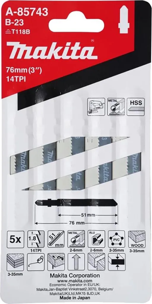 Confezione 5 Lame Seghetto Makita B-23 HSS Metallo 14TPI - Professionale