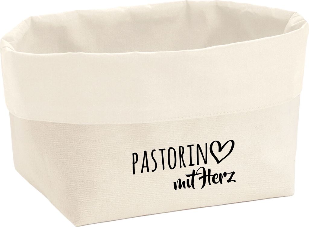 Huuraa Organizer Pastorin mit Herz 3 Liter Medium Canvas Baumwolle Utensilo Geschenkidee