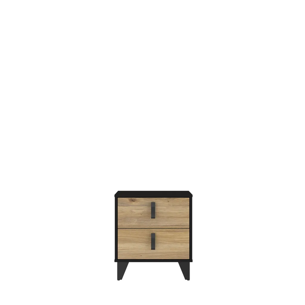 Table de chevet LYA en chêne et noir - Finition décor bois robuste