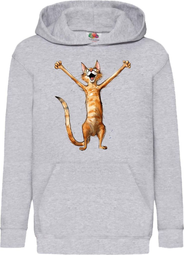 Kinder Kapuzenpullover Funny Cats Breeds Happy Cat Breed Cat, 12-13 Jahr - 152 / Grau