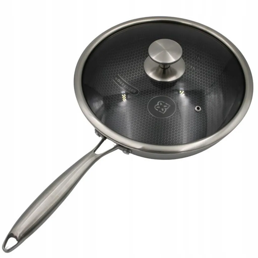 Wok Antiaderente 28 Cm In Alluminio – Made In Italy, Rivestimento A 5 Strati, Leggero, Ergonomico, Con Coperchio – Per Gas E Vetroceramica (No Induzione)