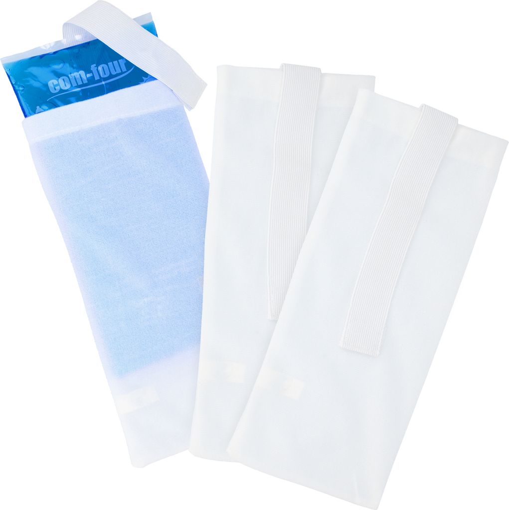 com-four 3x Premium Mehrweg Vlieshülle für Kalt & Warm Mehrfach-Gel-Kompresse | Gel-Kühlpack Schutzhülle mit Gummiband zum Schutz und sichere...