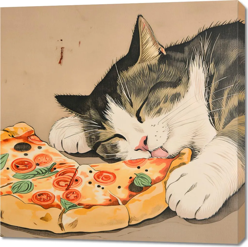 Image 90x90 cm Pizza pour chat : Tapis de sol confortable anti-poils