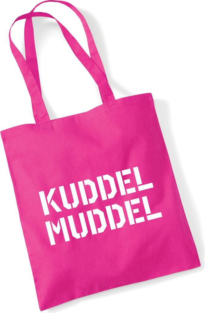 Huuraa Jutebeutel Kuddelmuddel Schriftzug 10 Liter Fuchsia Baumwolle Tasche Geschenkidee