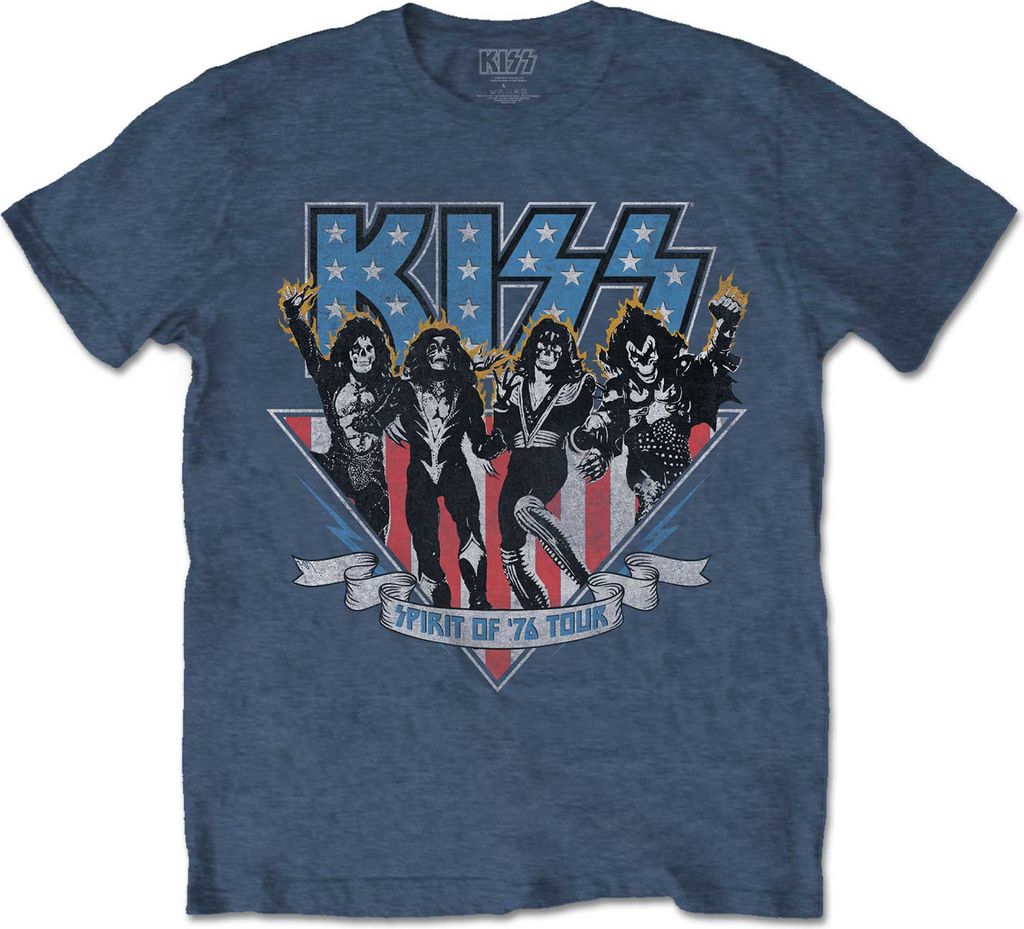 Kiss - "Americana" T-Shirt für Herren/Damen Uni RO5688 (M) (Jeansblau)