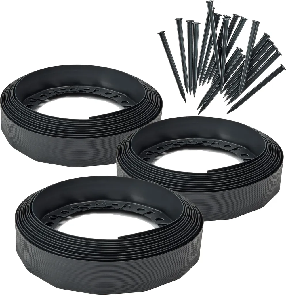 Bordure de parterre Garronda en plastique 30m x 6cm avec 60 ancrages