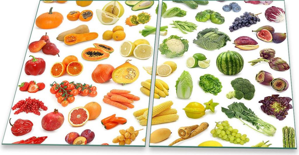 Herdabdeckplatte Glaskeramik 2-Teilig 2x40x52 Essen Bunt Abdeckung Spritzschutz Glas
