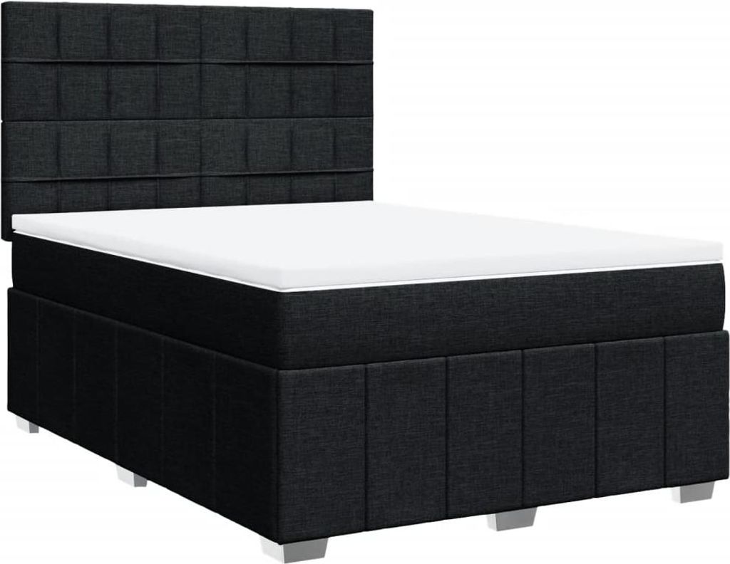 vidaXL Boxspringbett mit Matratze Schwarz 140x190 cm Stoff