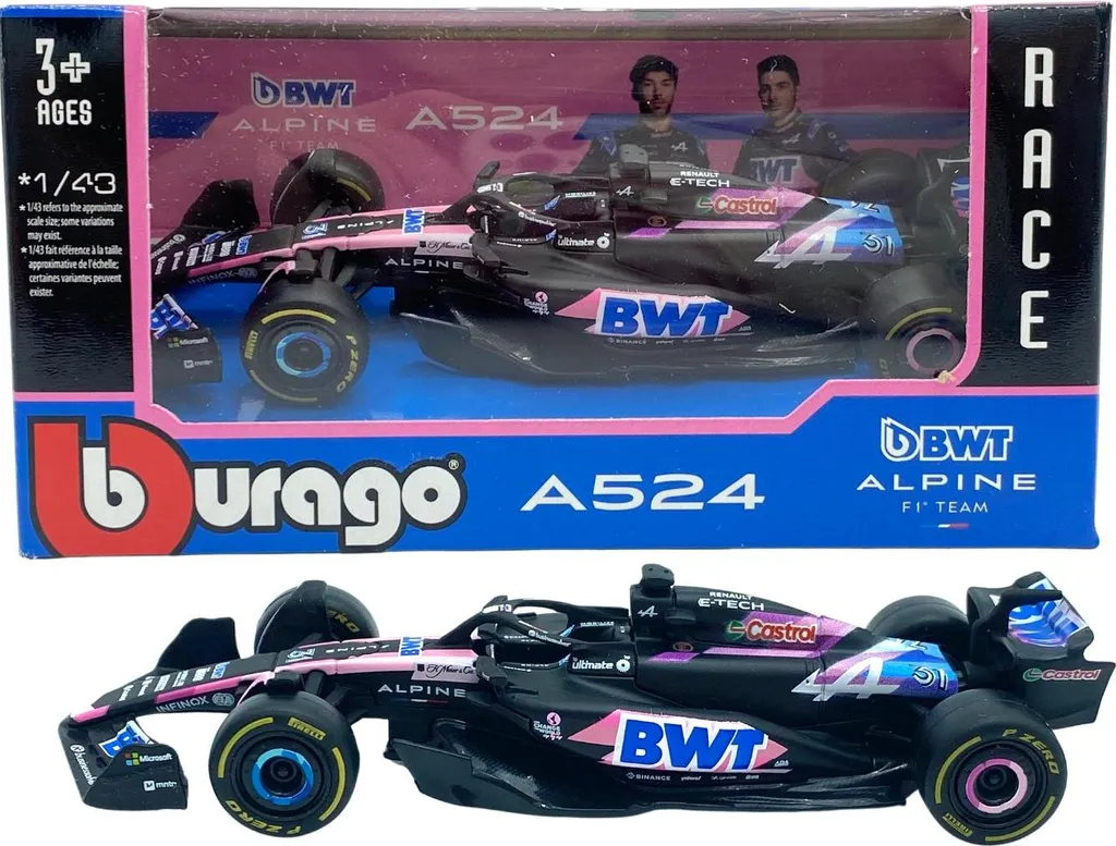 Voiture Miniature F1 Alpine A524 Ocon BBurago 1:43 Modèle Réduit Course