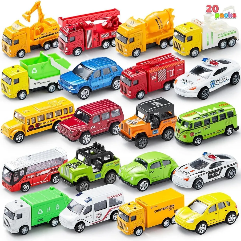JOYIN Lot de 20 Mini Voitures de Course en Métal Rétractables pour Enfant
