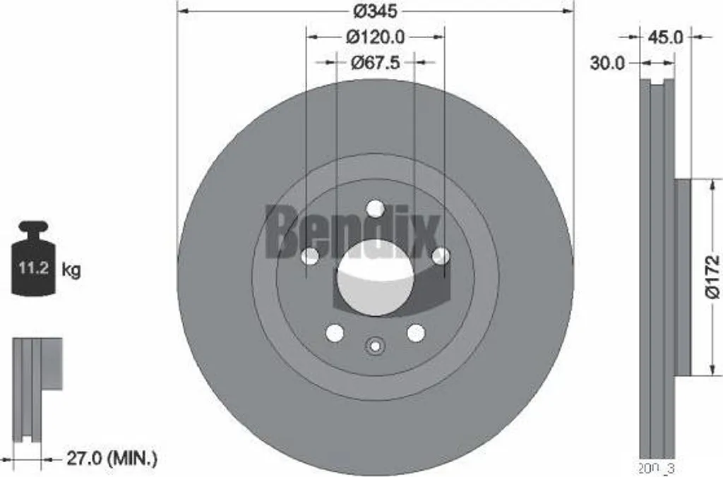 Disque de frein Bendix BDS2191HC anti-vibration et haute résistance
