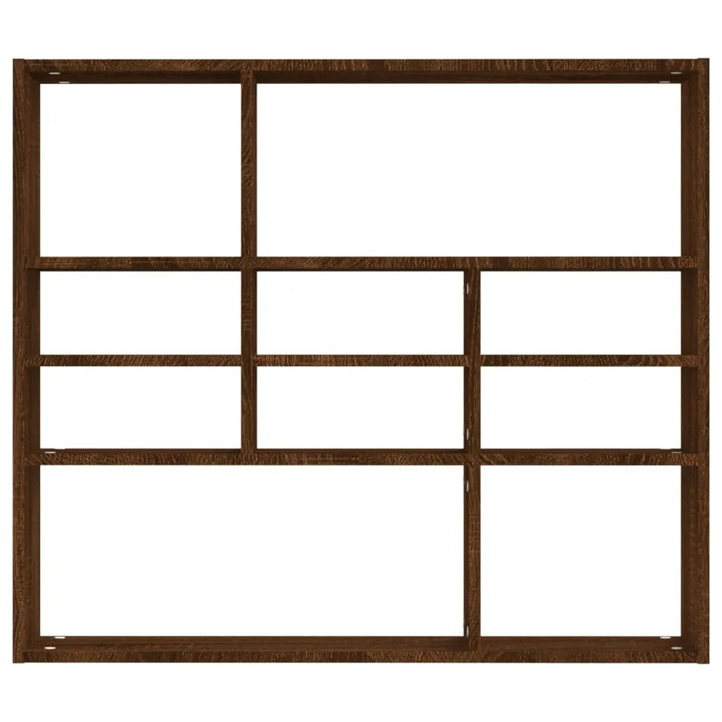 Étagère Murale 90x78 cm Chêne Marron - Structure Bois Composite Robuste - 5