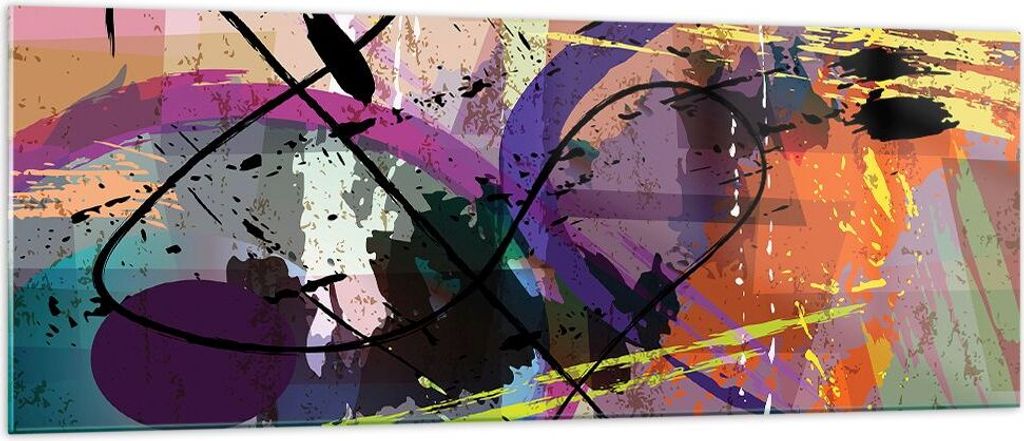 Bilder auf glas - Abstraktion modern - 140x50cm - Glasbilder - Wandbilder - Kunstdruck - zum Aufhängen bereit - Wanddekoration aus Glas - Glas Bil...