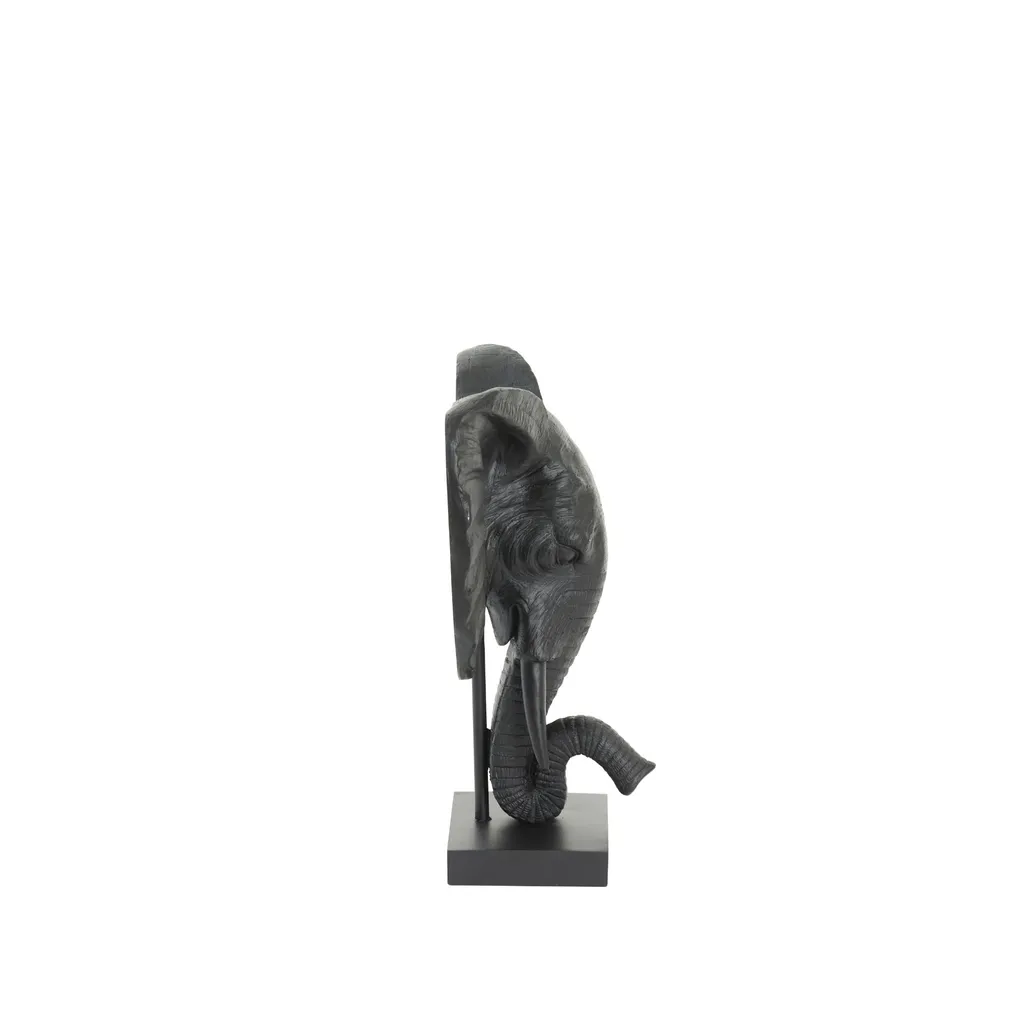 Statuette Éléphant Décorative Noire en Pose sur Pied pour Salon Chic