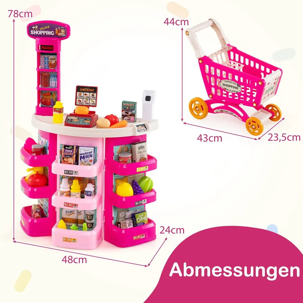 Supermarché pour enfants XXL avec chariot et scanner réaliste XL