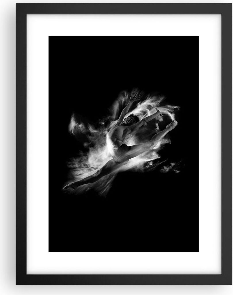 Gerahmtes Poster - Schwarzer Rahmen - Tanz Mann spring - 30x40 cm - Wand Bild - Wanddeko - Wandbilder - Kunstposter - Wandposter - Bilderrahmen - B...