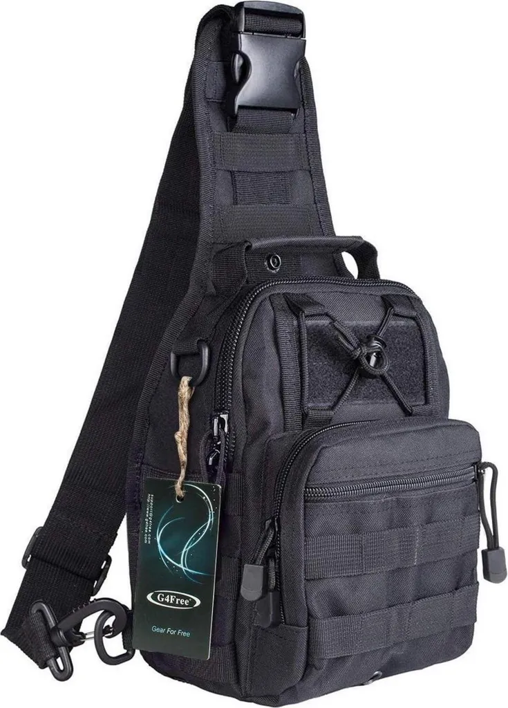 G4Free Zaino tattico al petto nero Militare all'aperto EDC Campeggio Escursionismo