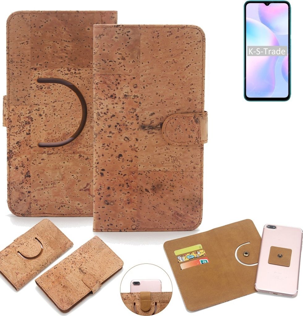 K-S-Trade Handy-Hülle Schutz-Hülle kompatibel mit Xiaomi Redmi 9i Handyhülle Schutzhülle Korkhülle Kork-Hülle 1x