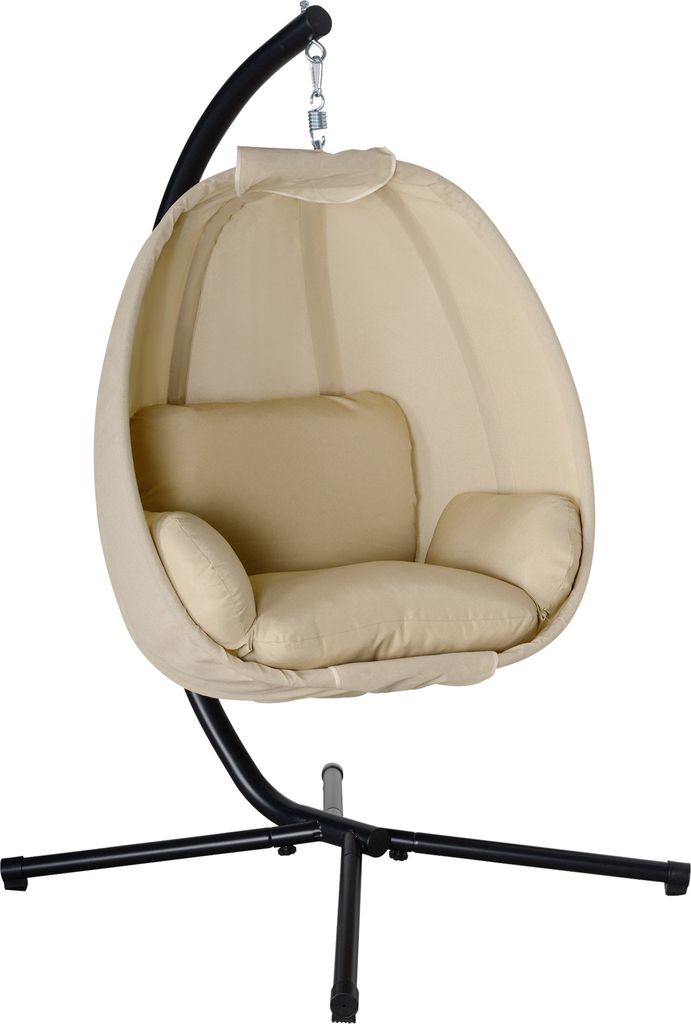 Outsunny Eiförmiger Hängesessel für den Außenbereich, Hängeschaukel mit abnehmbar waschbar Sitz, Gestell, Hängematte für 1 Personen, Schauke...