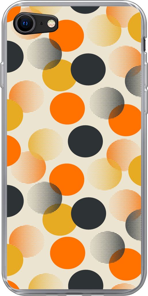MuchoWow Handyhülle Schutzhülle Hülle für Telefoonhoesje iPhone SE 2020 Tupfen - Design - Retro - Orange Silikon Softcase Handy Hülle - Kart...