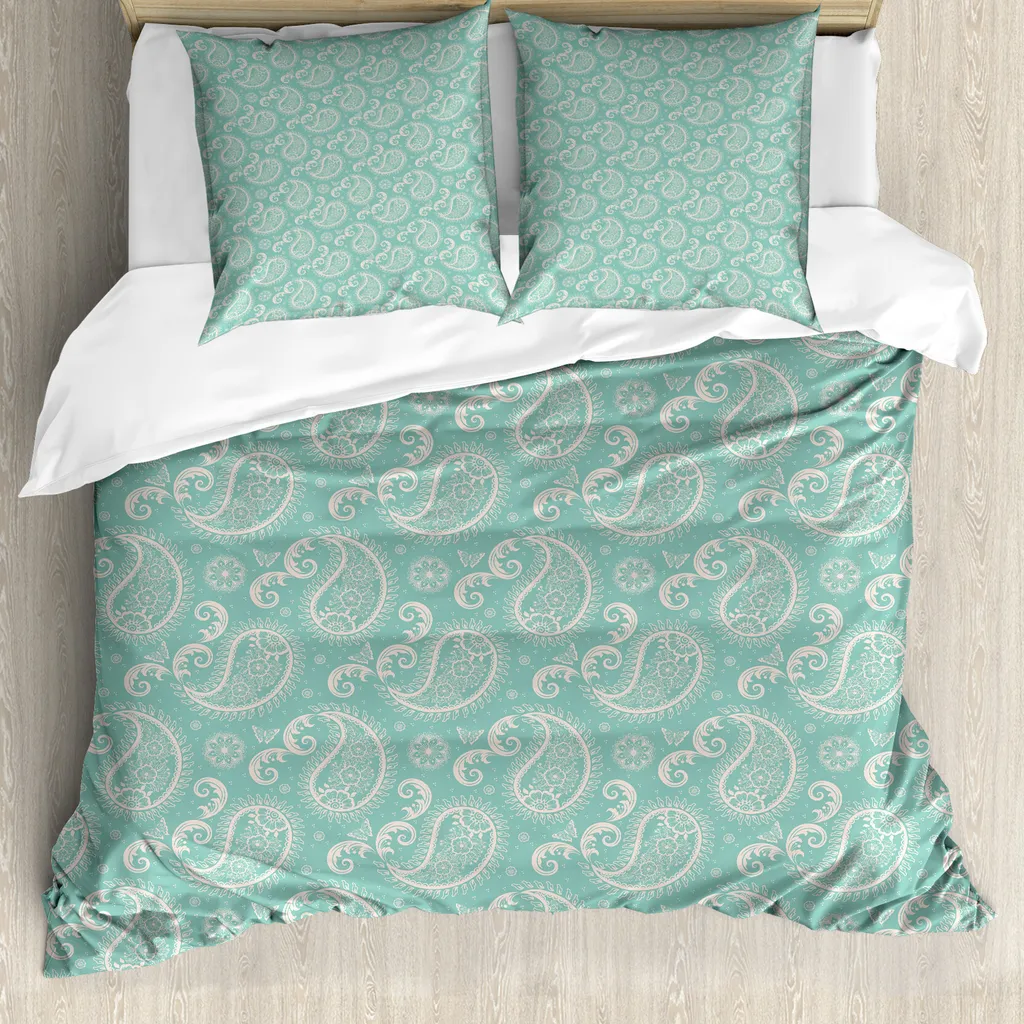 Housse de couette ABAKUHAUS 155x220 cm motif floral et papillon bleu