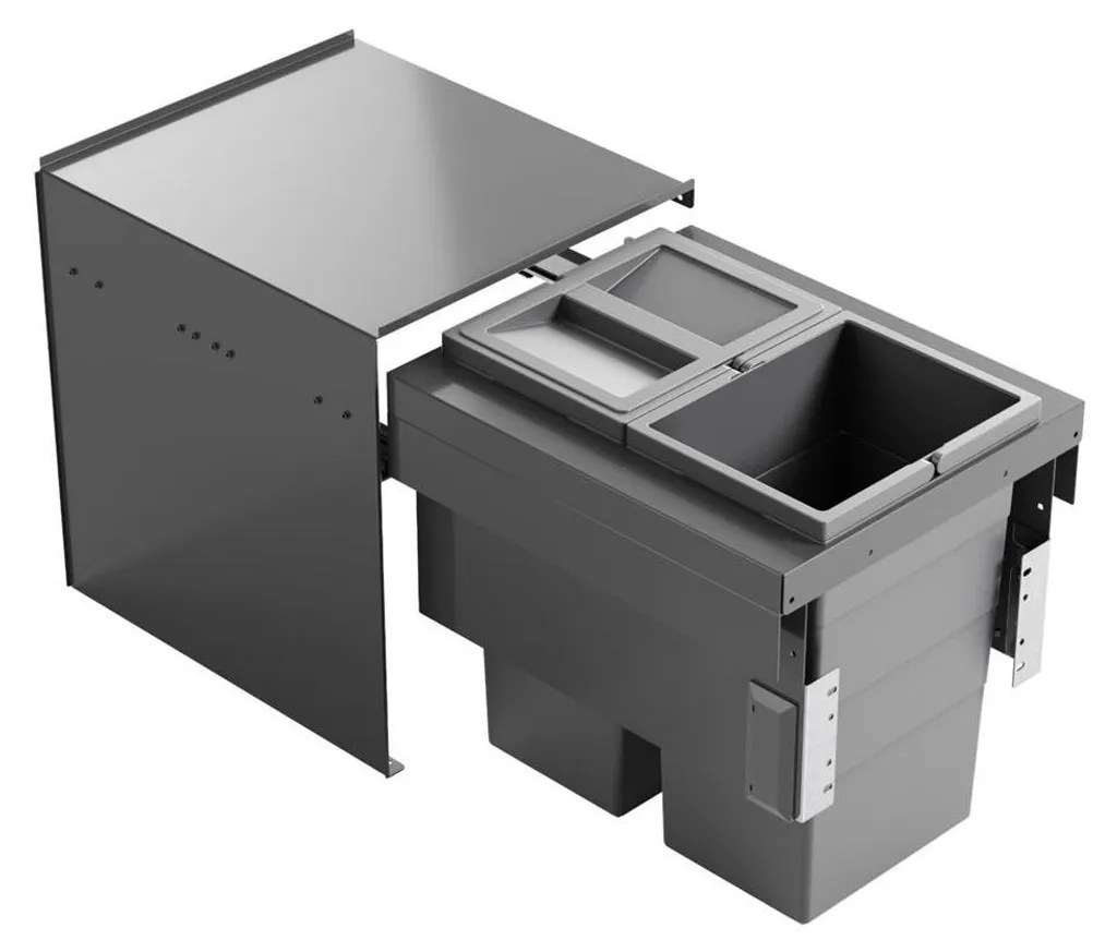 Poubelle de tri sélectif encastrable Hailo Cargo Aqua 2x 13 litres