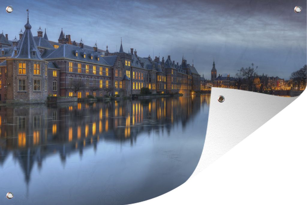 MuchoWow 90x60 cm Outdoor-Poster Gartendeko Sichtschutz Garten Poster für den Garten Den Haag - Fluss - Inneres Gericht