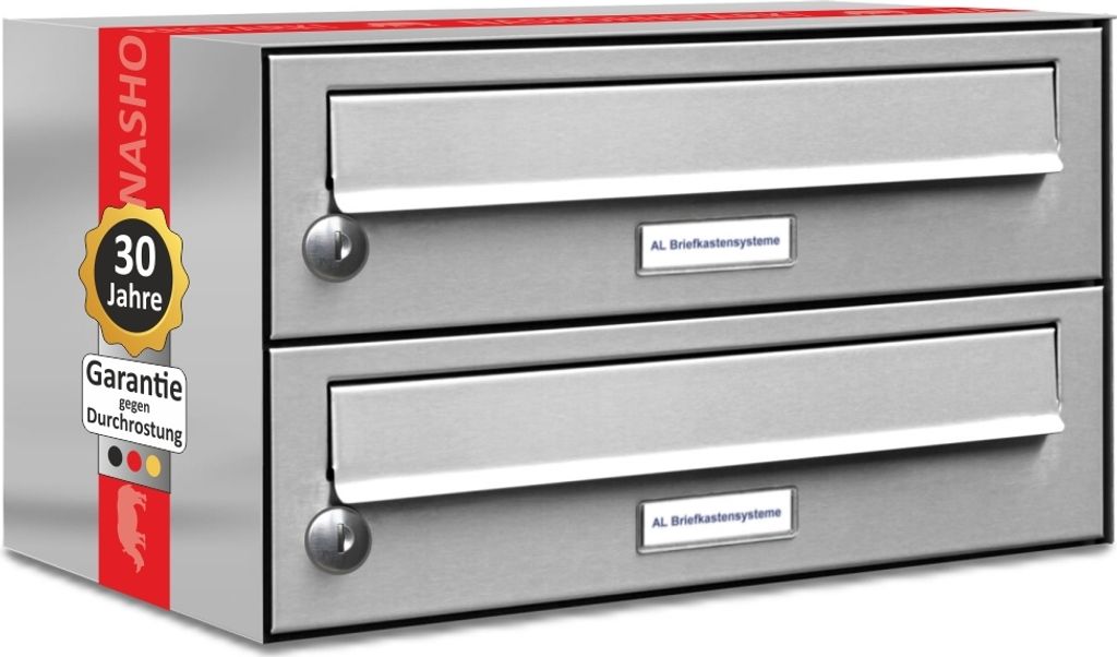 2er Edelstahl Briefkasten Anlage 2 Fach Wandbriefkasten Postkasten