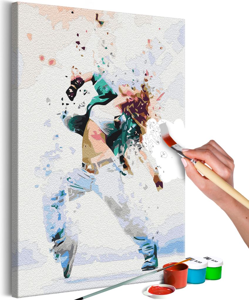 Malen nach Zahlen Abstrakt Tanzen Mädchen bunt 40x50 cm Malset mit Holzrahmen auf Leinwand für Erwachsene Kinder Gemälde Handgemalt Kit DIY