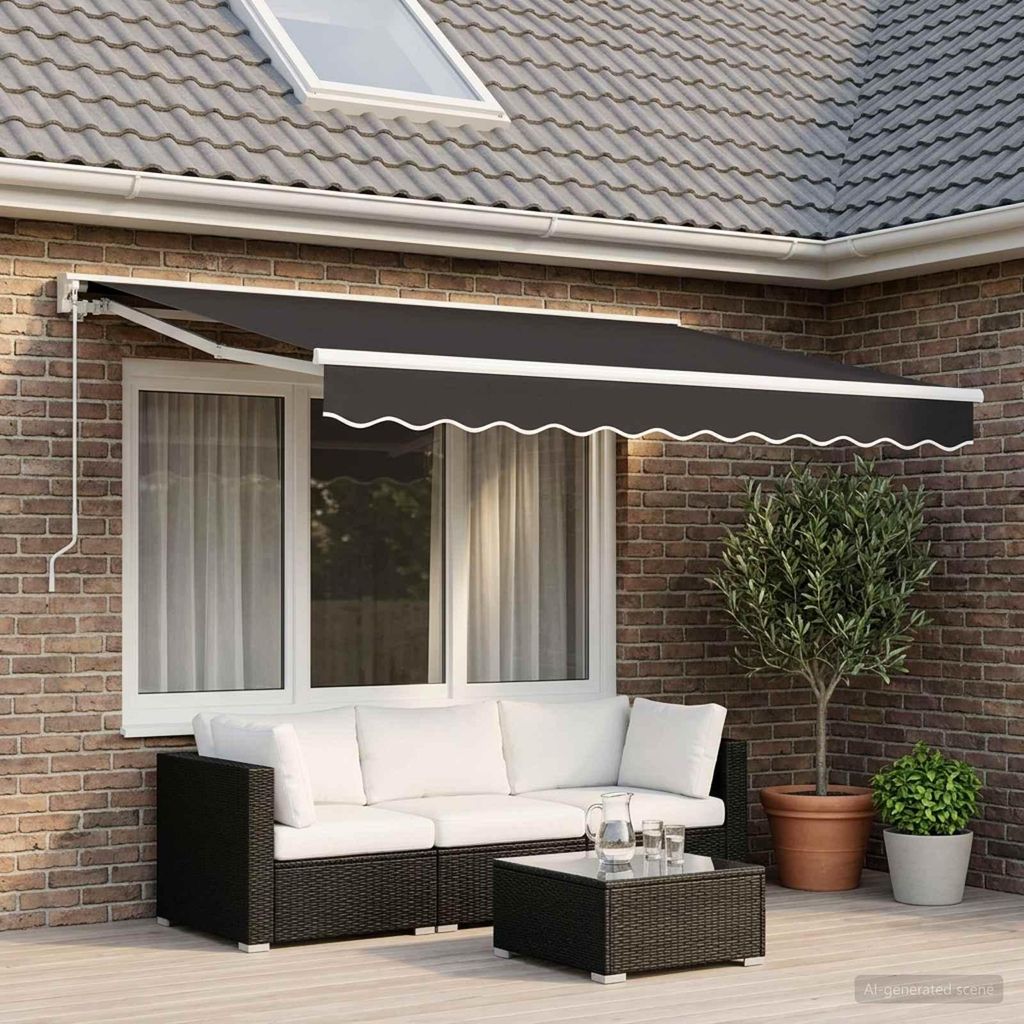 vidaXL Ersatzstoff für Markise Grau 350x250 cm Polyester Produktbild 