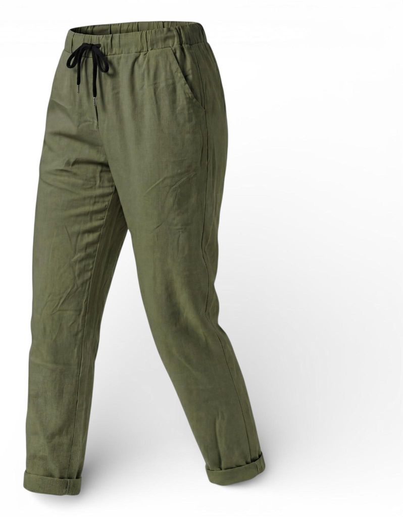 Chinohose mit Stretch Freizeithose 36-44 Schlupfhose im Knitterlook für Damen