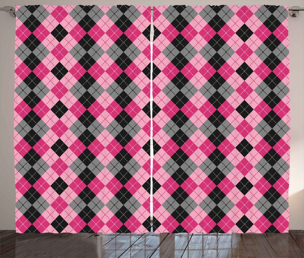 ABAKUHAUS rosa-Grau Rustikaler Gardine, Diamanten und Lutschtabletten, Schlafzimmer Kräuselband Vorhang mit Schlaufen und Haken, 280 x 225 cm, Bab...